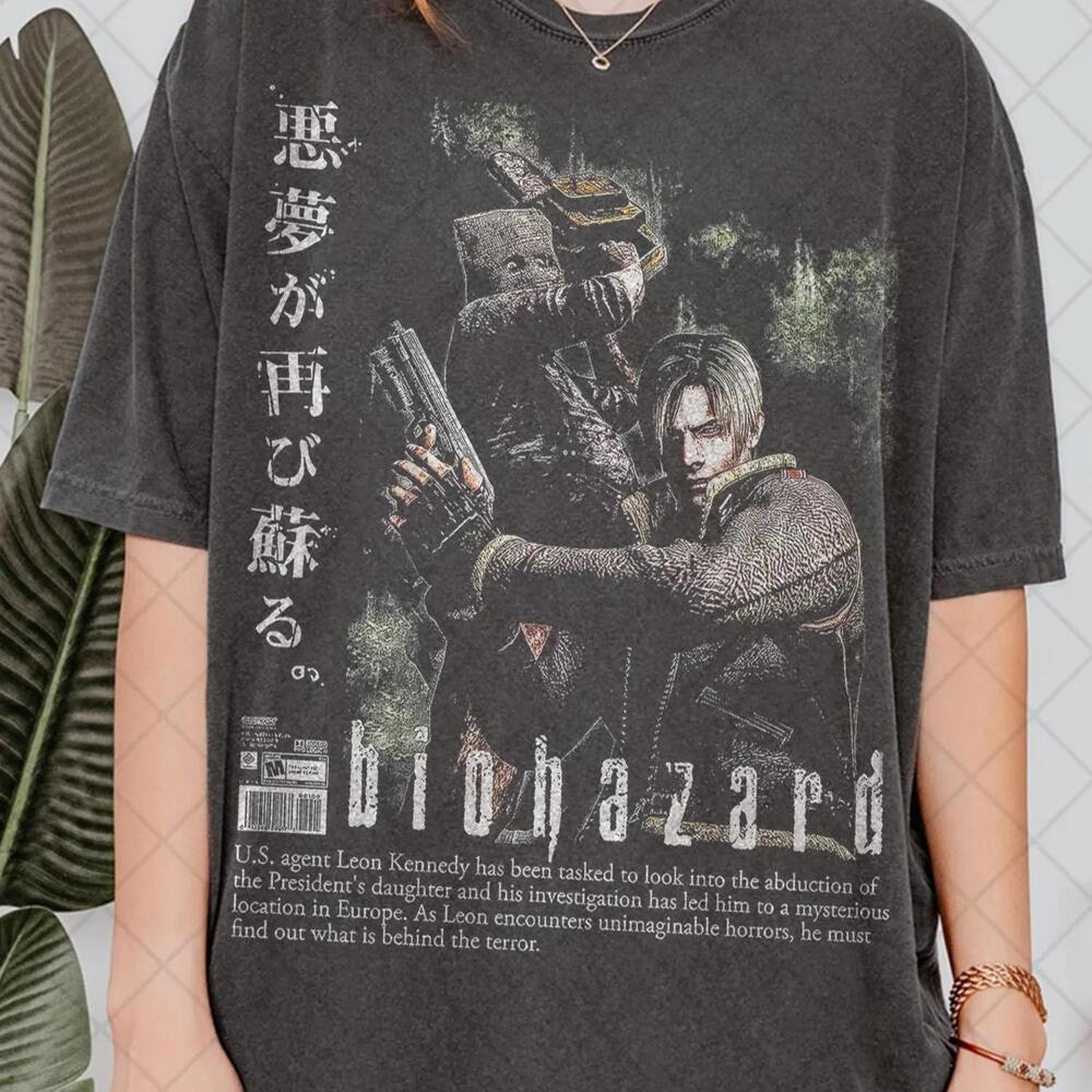 Retro 90 S Biohazard Resident Evil T-Shirt, Leon Kennedy